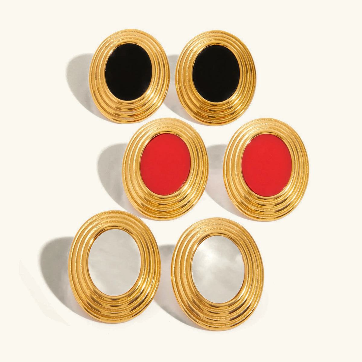 [Royal&Vicky]Ruthie Gold Enamel Earrings