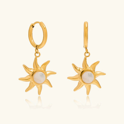 [Royal&Vicky]Helia Sun-shaped Moonstone Earrings