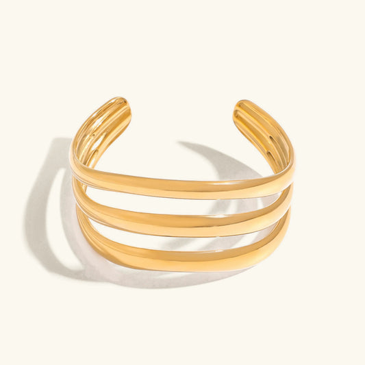 [Royal&Vicky]Meredith Triple Layer Gold Bangle
