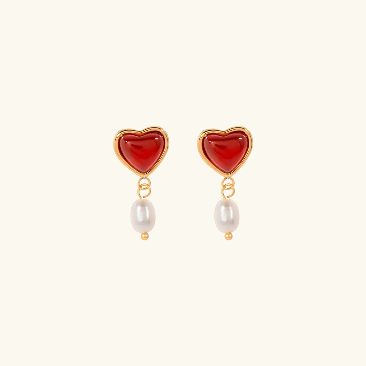 [Royal&Vicky]Sabina Pearl Heart Gold Earrings