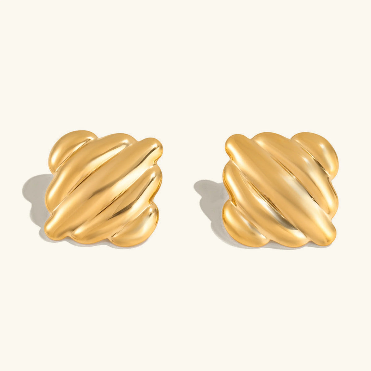 [Royal&Vicky]Maxine Rippled Gold Earrings