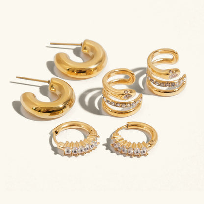 [Royal&Vicky]Orielle Staple Gold Earrings Bundle