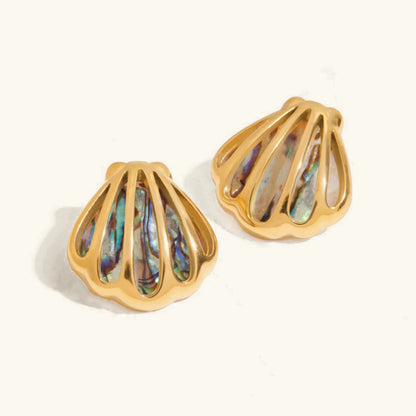 [Royal&Vicky]Nixie Gold Seashell Earrings