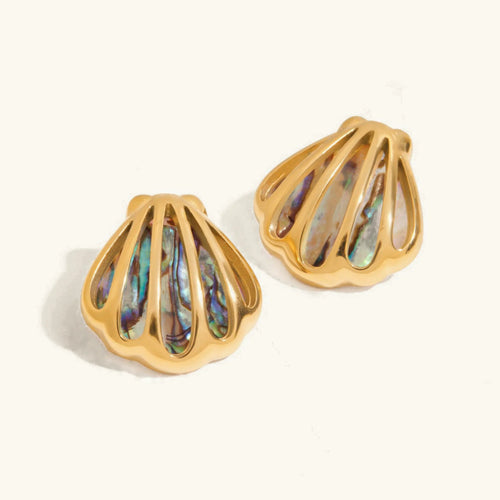 [Royal&Vicky]Nixie Gold Seashell Earrings