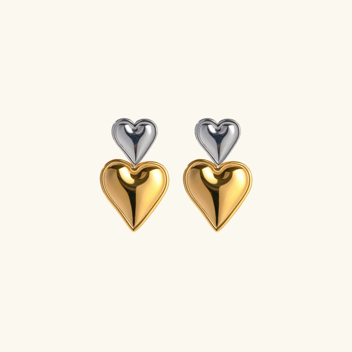 [Royal&Vicky]Zofia Two Tone Heart Earrings