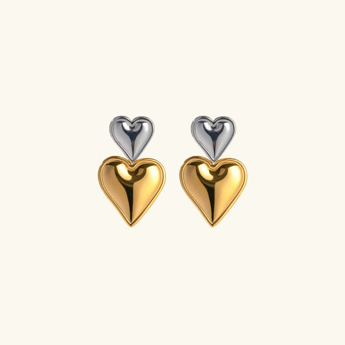 [Royal&Vicky]Zofia Two Tone Heart Earrings