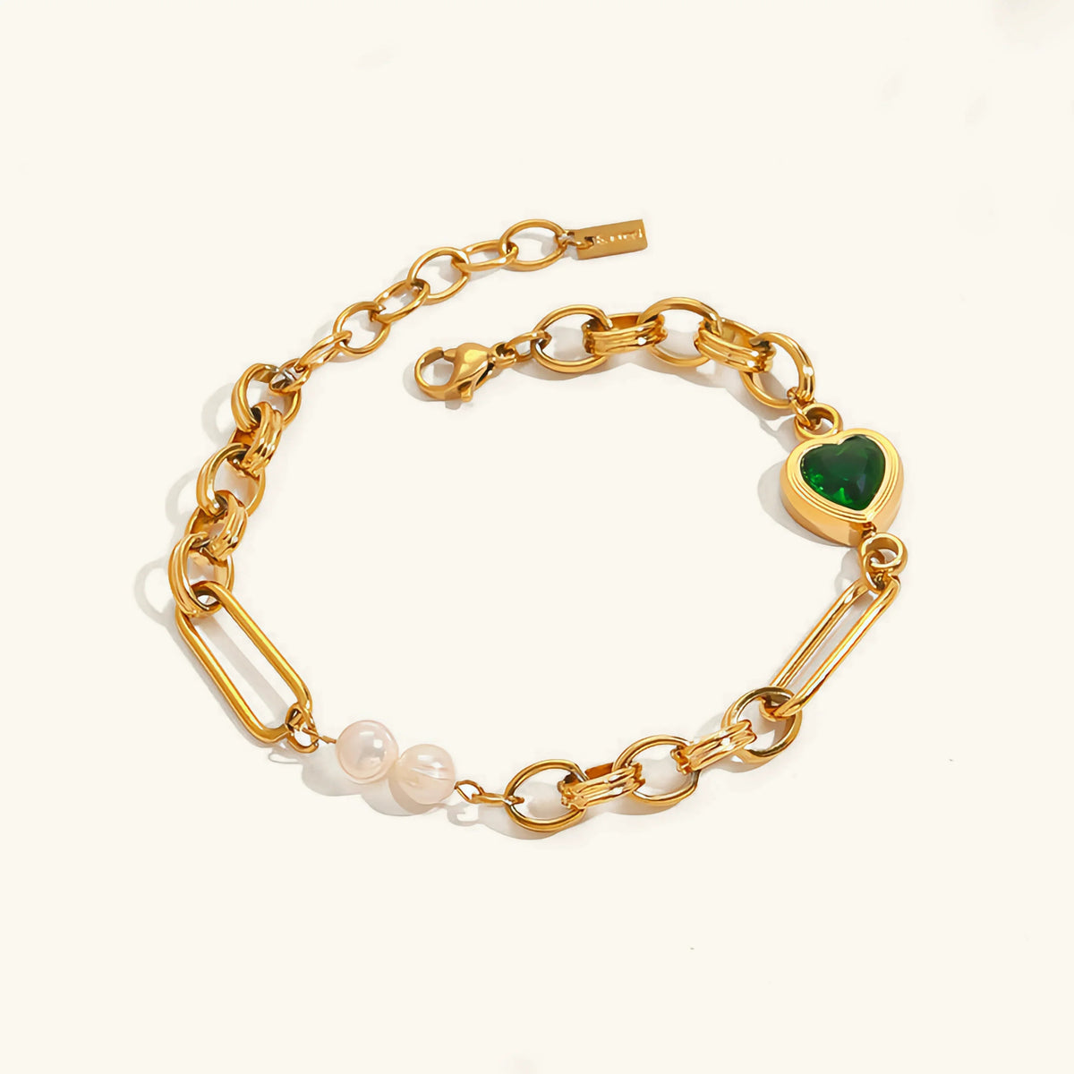 [Royal&Vicky]Melanie Emerald Pearl Bracelet