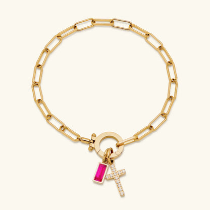 [Royal&Vicky]Annabella Birthstone Cross Bracelet