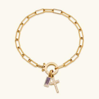 [Royal&Vicky]Annabella Birthstone Cross Bracelet