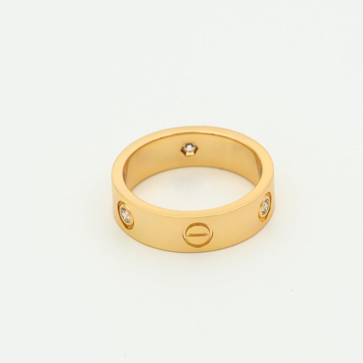 [Royal&Vicky]LOVE RING 5.5MM 3 DIAMONDS PINK GOLD
