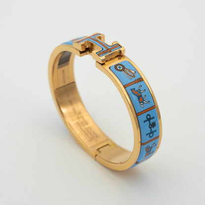 [Royal&Vicky]H PINK GOLD BRACELET BLUE CERAMIC