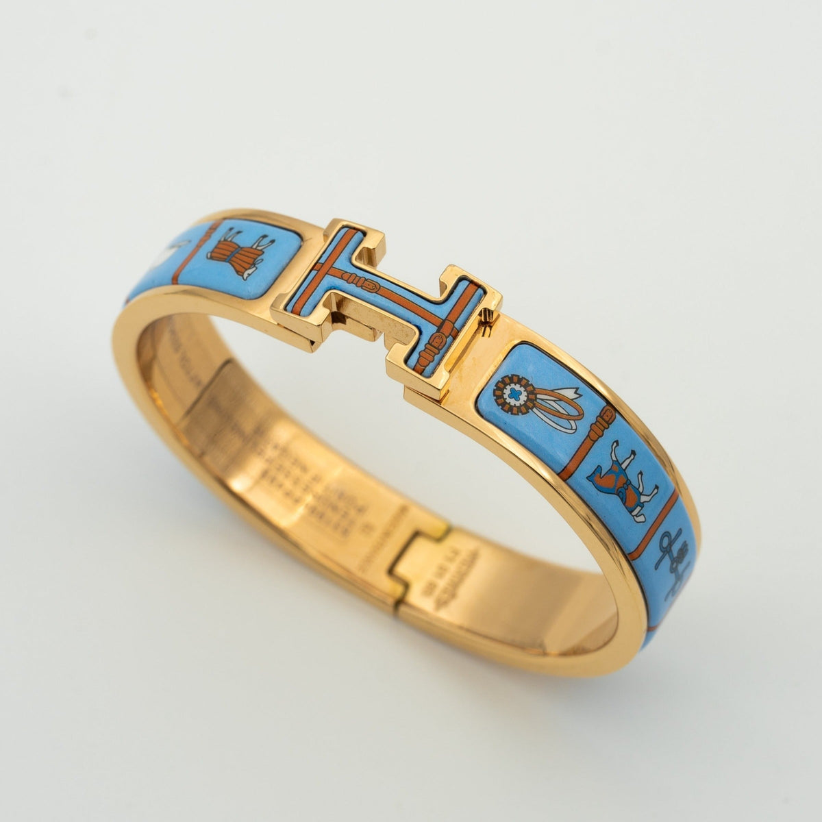 [Royal&Vicky]H PINK GOLD BRACELET BLUE CERAMIC