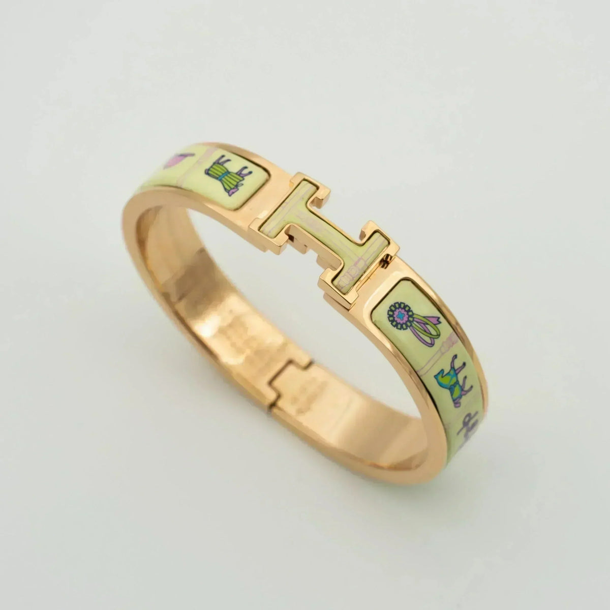 [Royal&Vicky]H PINK GOLD BRACELET CREAM CERAMIC