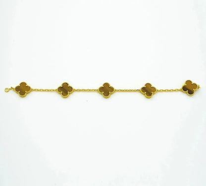 [Royal&Vicky]LUCKY CLOVER 5-MOTIF BRACELET -  TIGER’S EYE COLLECTION