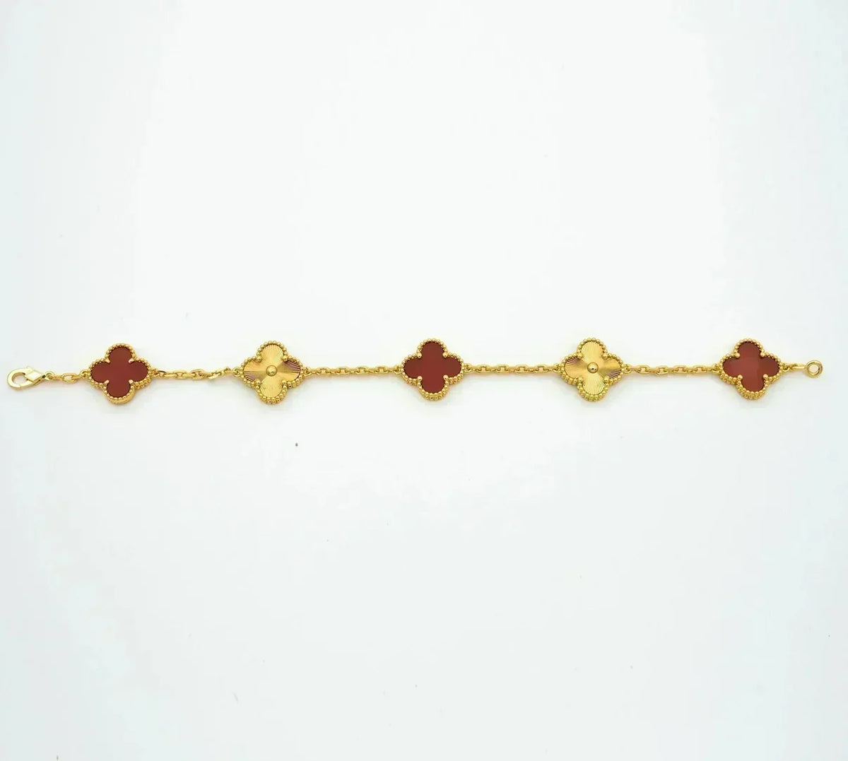 [Royal&Vicky]LUCKY CLOVER 5-MOTIF BRACELET - RED CARNELIAN COLLECTION