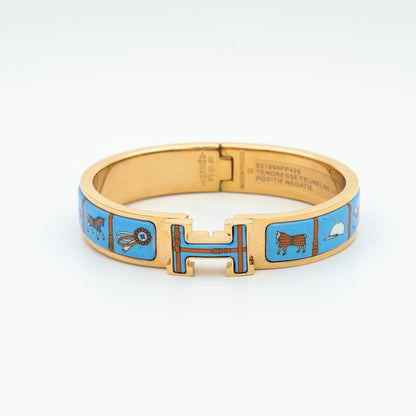 [Royal&Vicky]H PINK GOLD BRACELET BLUE CERAMIC