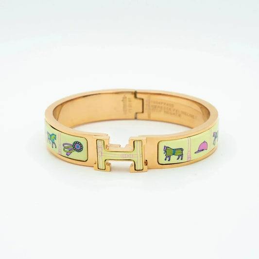 [Royal&Vicky]H PINK GOLD BRACELET CREAM CERAMIC