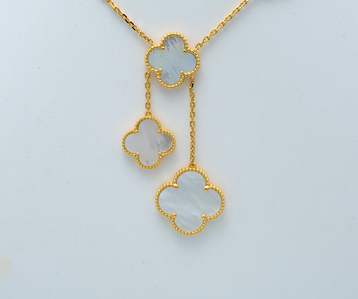 [Royal&Vicky]CLOVER MOTHER OF PEARL NECKLACE 6 MOTIF