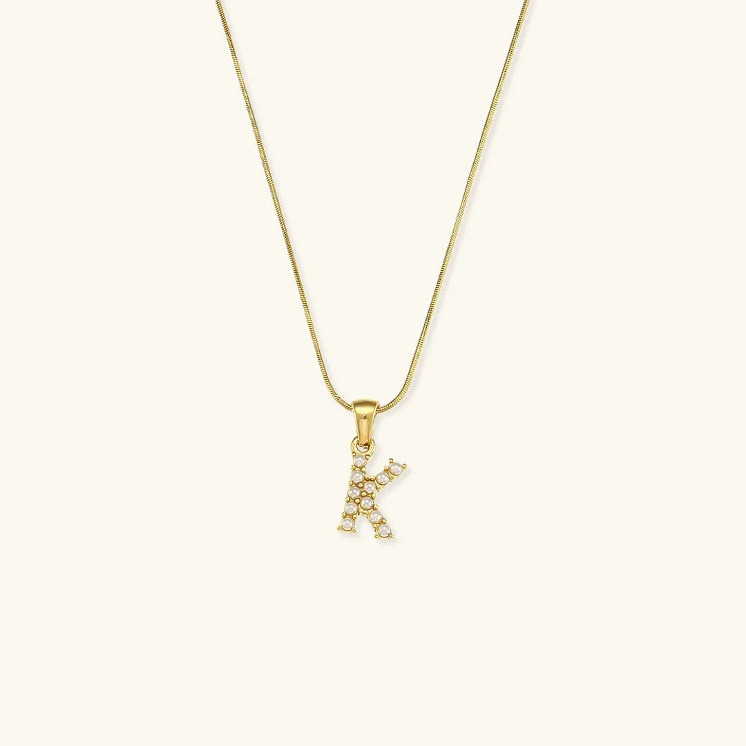 [Royal&Vicky]Augustine Initial Letter Pearl Necklace