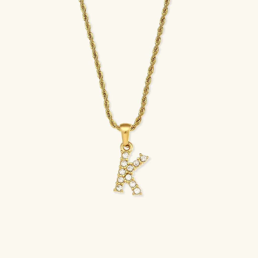 [Royal&Vicky]Maeve Letter Initial Diamond Necklace