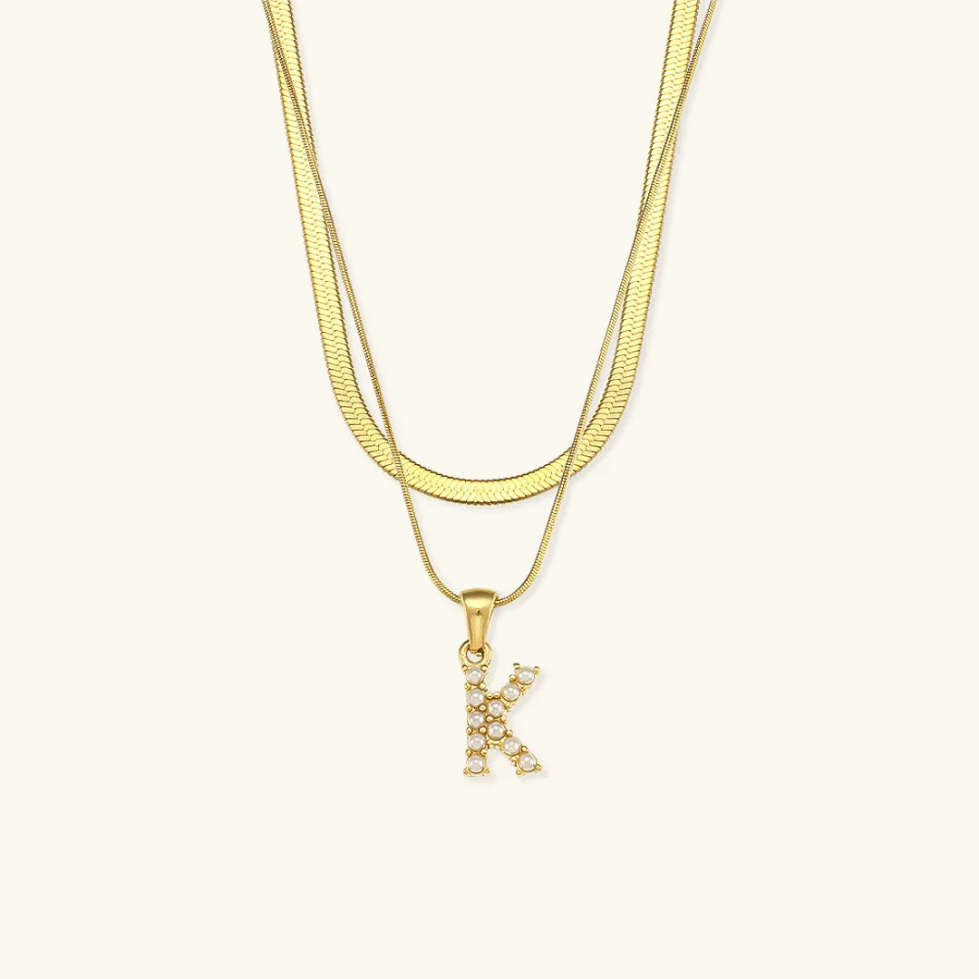 [Royal&Vicky]Fiona Layered Gold Initial Letter Necklace