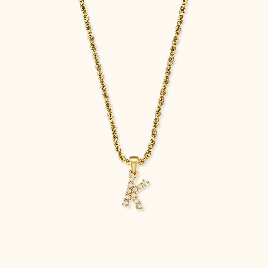 [Royal&Vicky]Elodie Initial Letter Pearl Necklace
