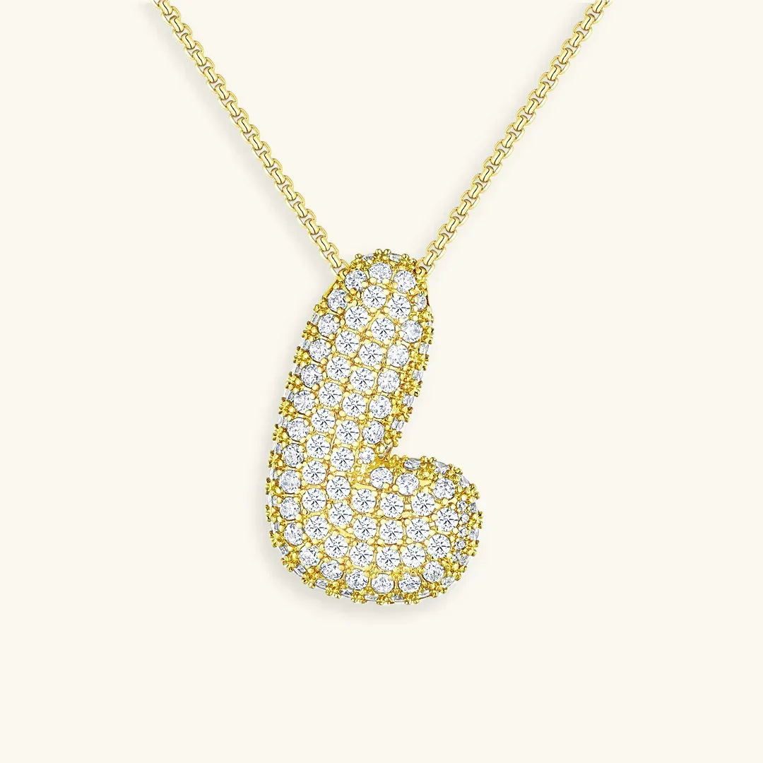 [Royal&Vicky]Bubble Initial Diamond Necklace