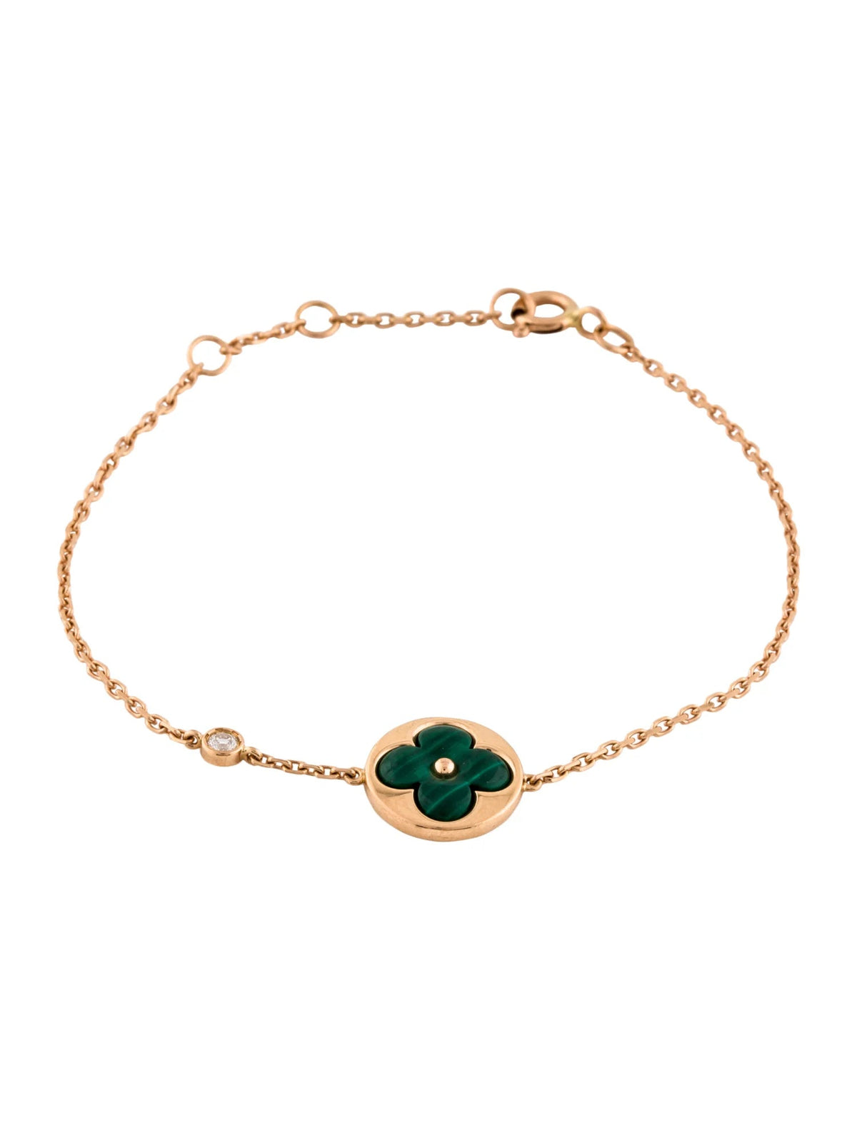 [Royal&Vicky]SUN MALACHITE 1 DIAMOND PINK GOLD BRACELET