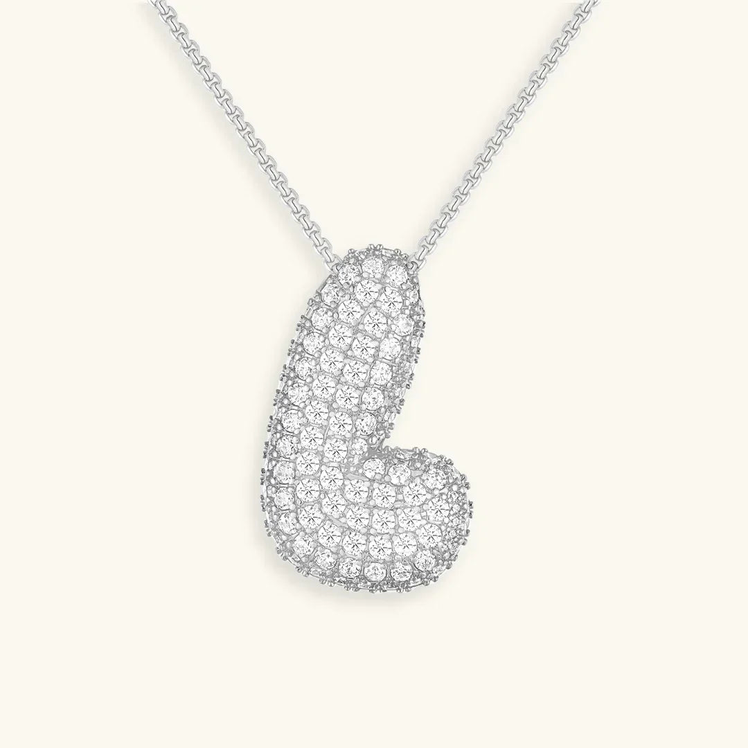 [Royal&Vicky]Bubble Initial Diamond Necklace