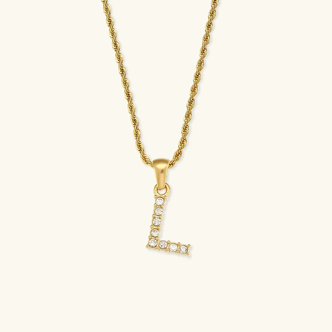 [Royal&Vicky]Maeve Letter Initial Diamond Necklace