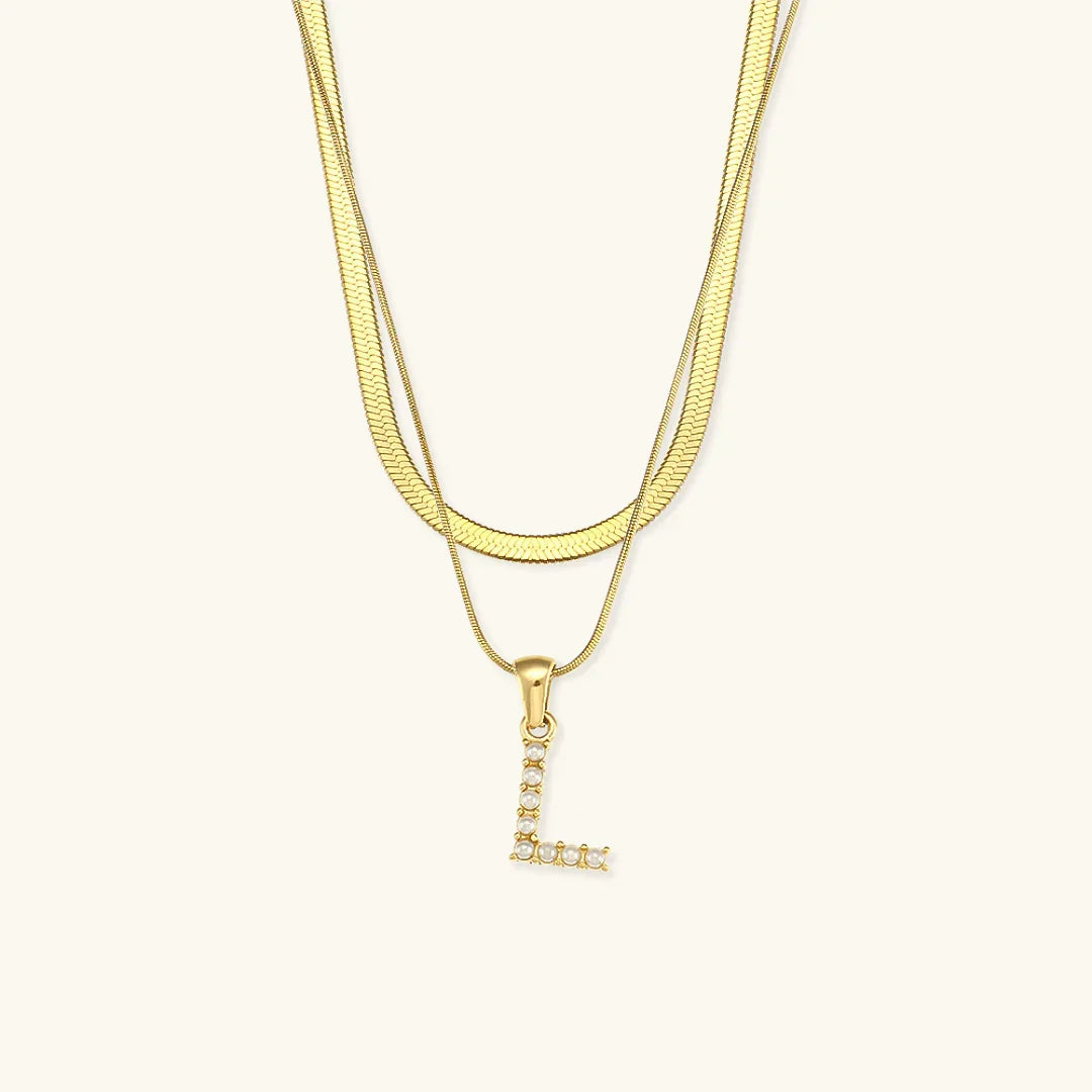 [Royal&Vicky]Fiona Layered Gold Initial Letter Necklace