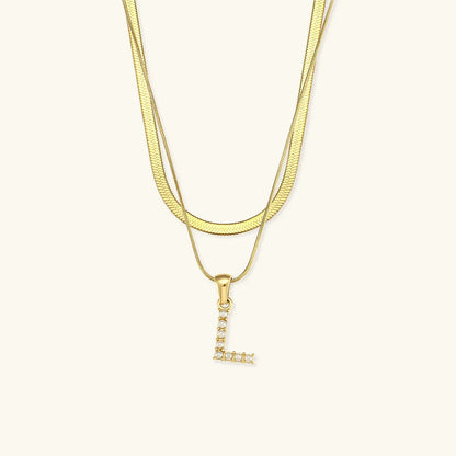 [Royal&Vicky]Fiona Layered Gold Initial Letter Necklace