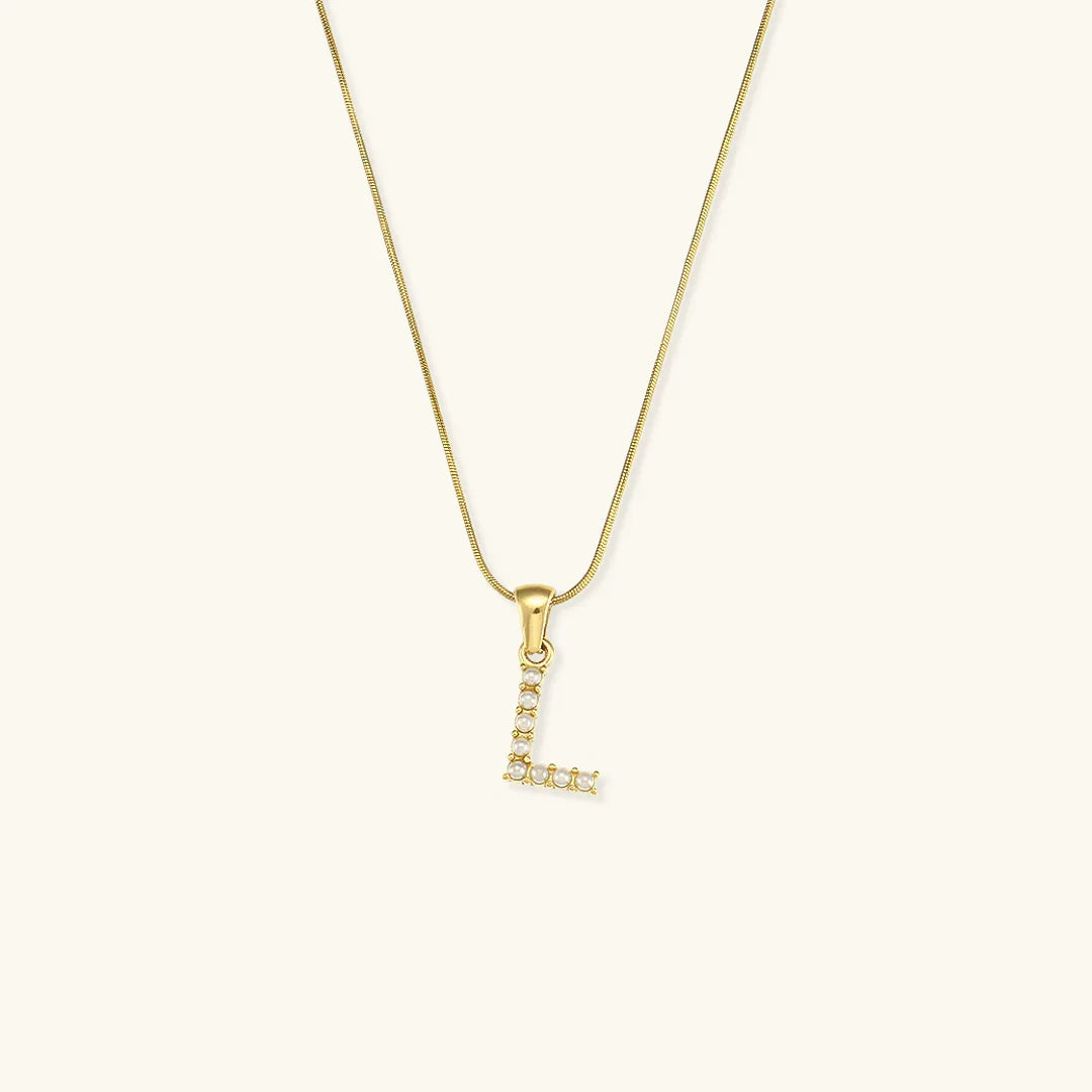 [Royal&Vicky]Augustine Initial Letter Pearl Necklace