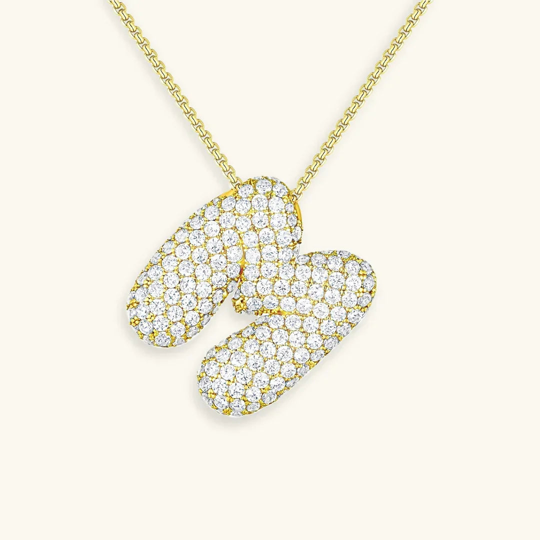 [Royal&Vicky]Bubble Initial Diamond Necklace