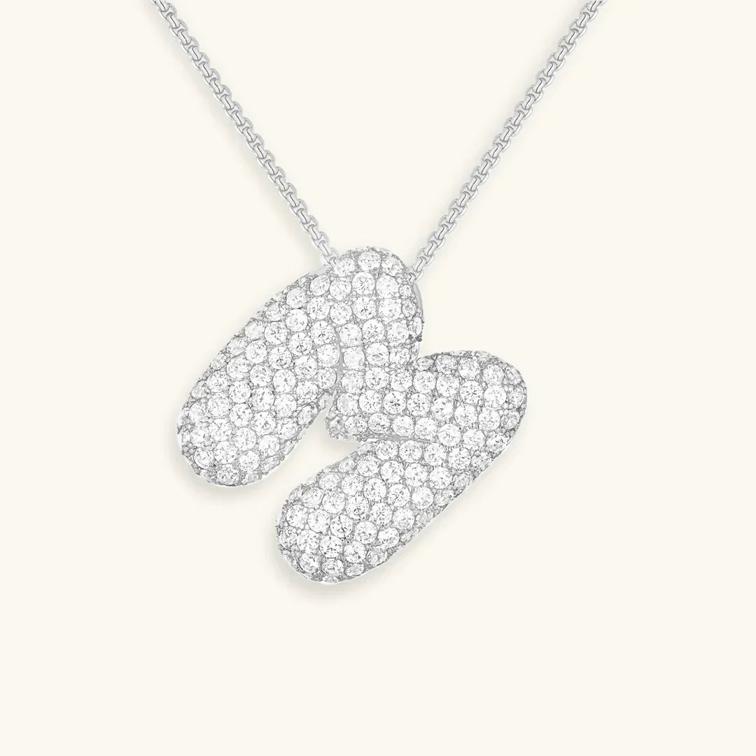 [Royal&Vicky]Bubble Initial Diamond Necklace