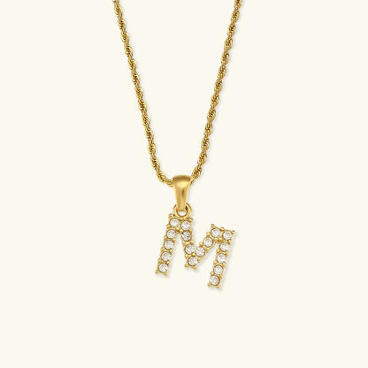 [Royal&Vicky]Maeve Letter Initial Diamond Necklace