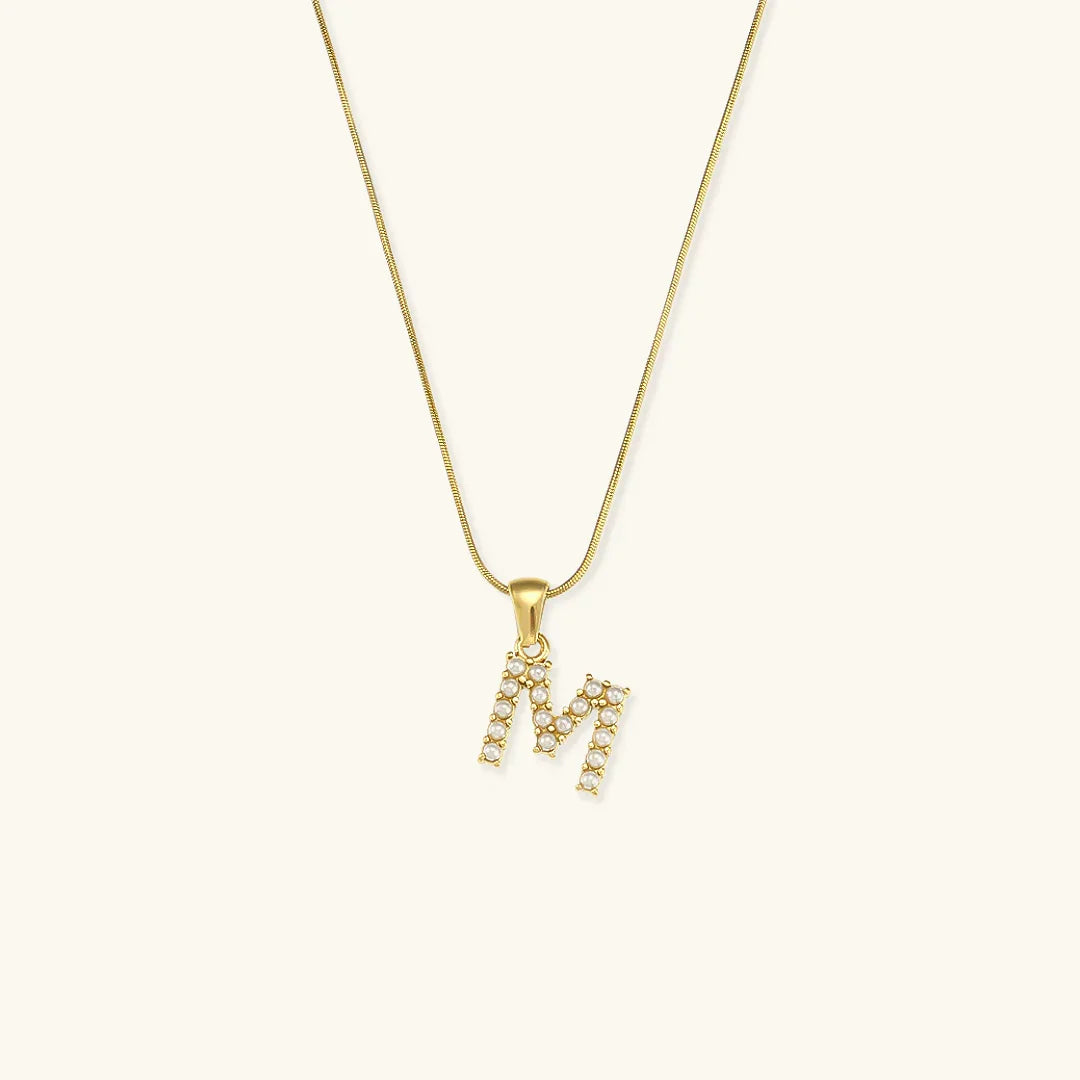[Royal&Vicky]Augustine Initial Letter Pearl Necklace