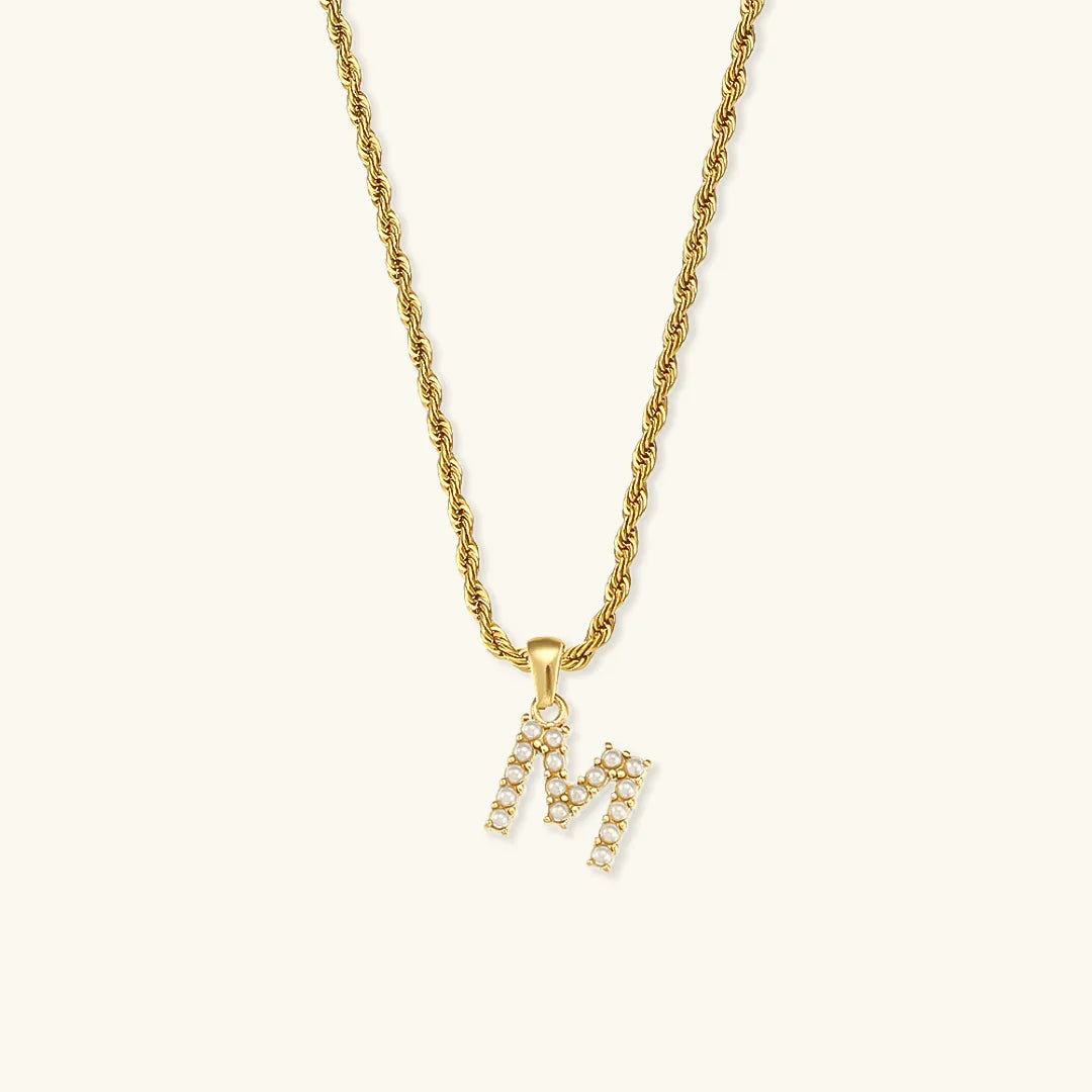 [Royal&Vicky]Elodie Initial Letter Pearl Necklace