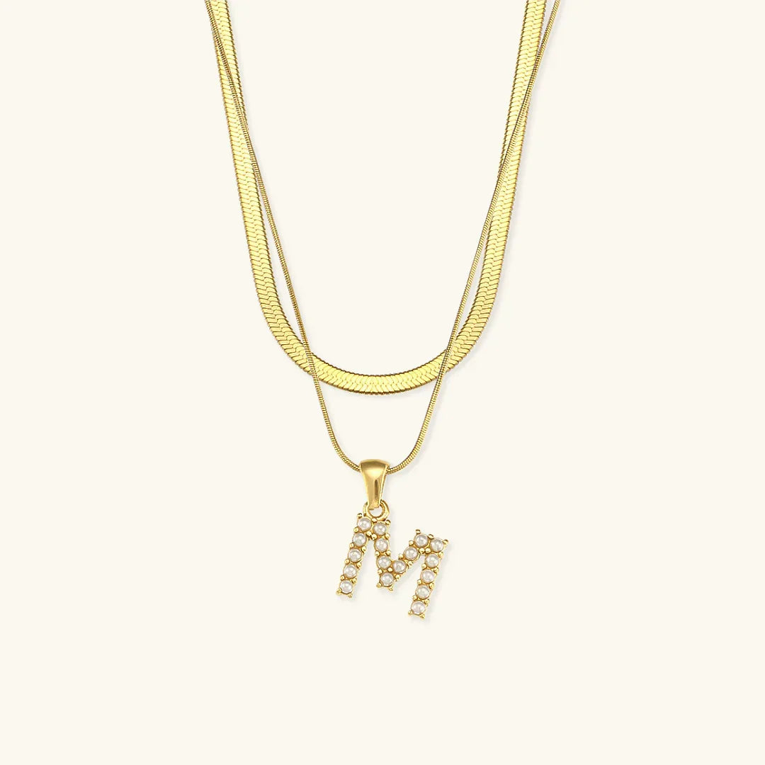 [Royal&Vicky]Fiona Layered Gold Initial Letter Necklace