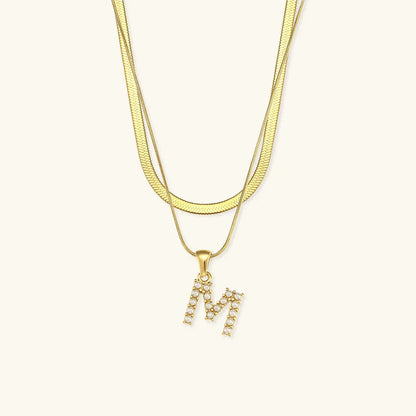 [Royal&Vicky]Fiona Layered Gold Initial Letter Necklace