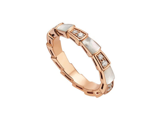 [Super]SERPENTI RING PINK GOLD DIAMOND MOP 3MM
