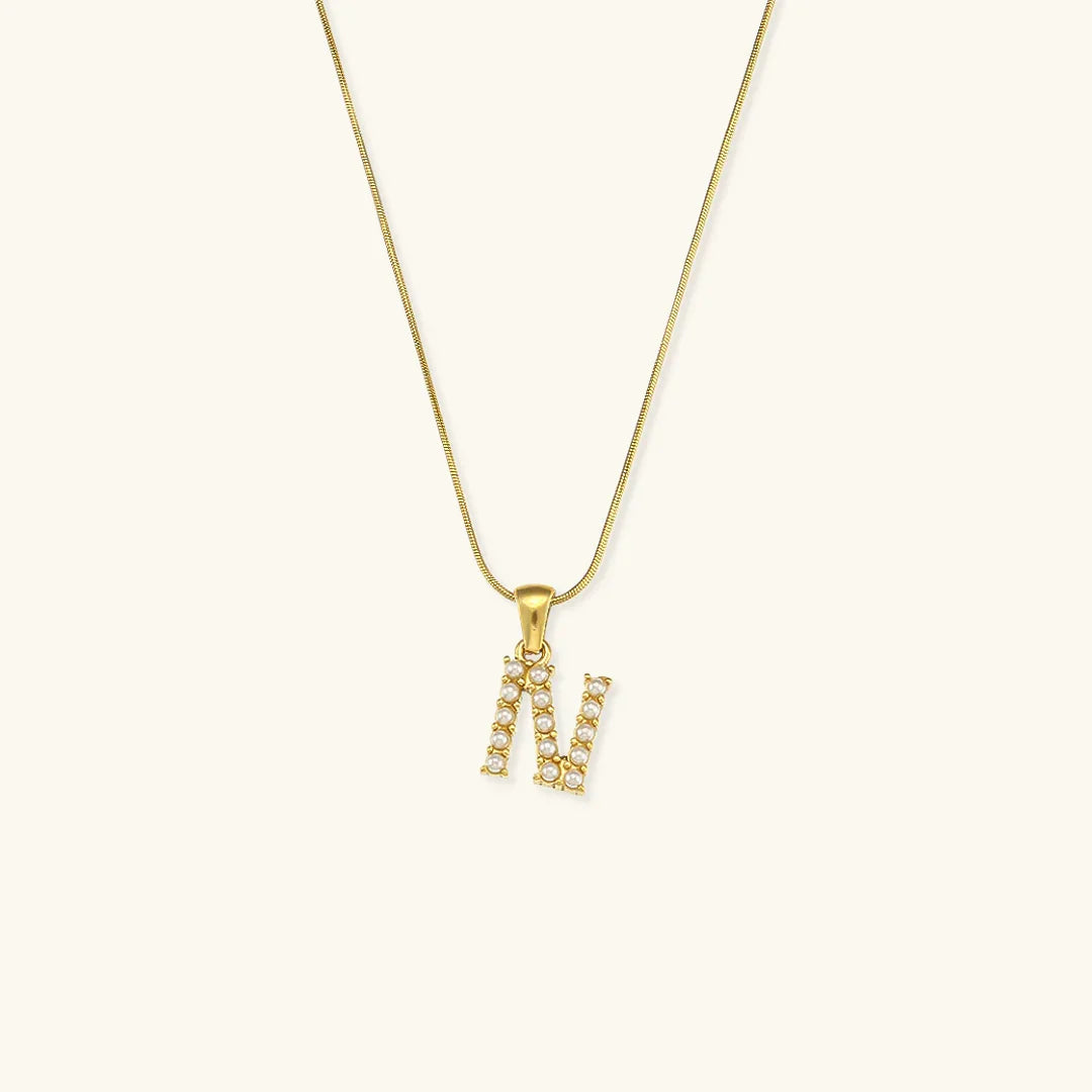 [Royal&Vicky]Augustine Initial Letter Pearl Necklace