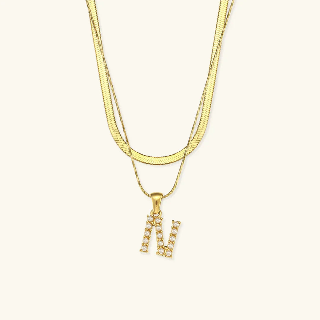 [Royal&Vicky]Fiona Layered Gold Initial Letter Necklace