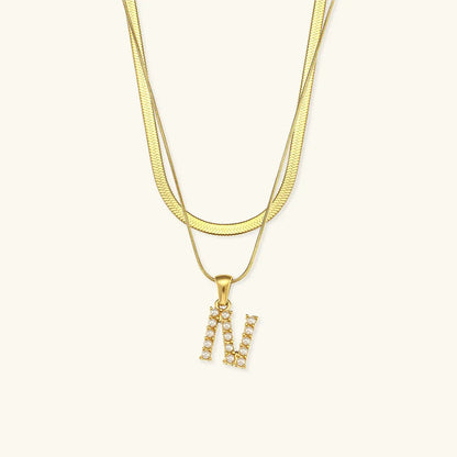 [Royal&Vicky]Fiona Layered Gold Initial Letter Necklace