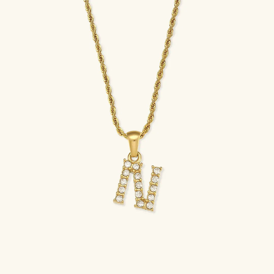 [Royal&Vicky]Maeve Letter Initial Diamond Necklace