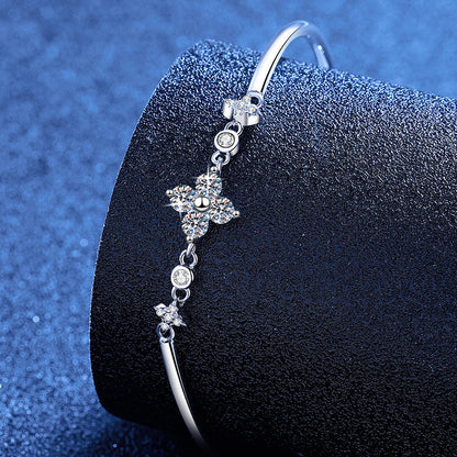 [Leaves]CLOVER & TWIN-STAR MOISSANITE BRACELET