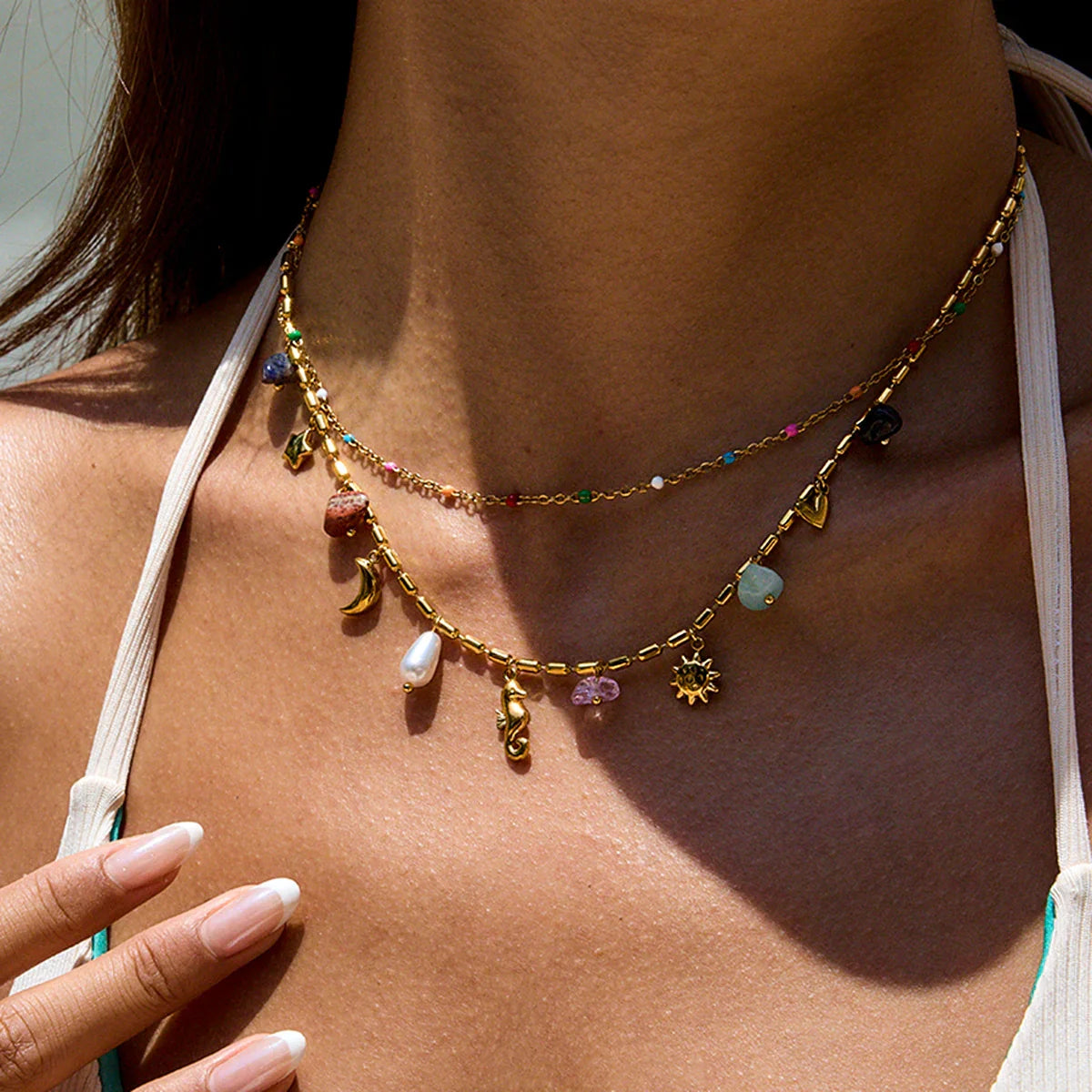 [Royal&Vicky]Cambria Coastal Charm Layered Necklace