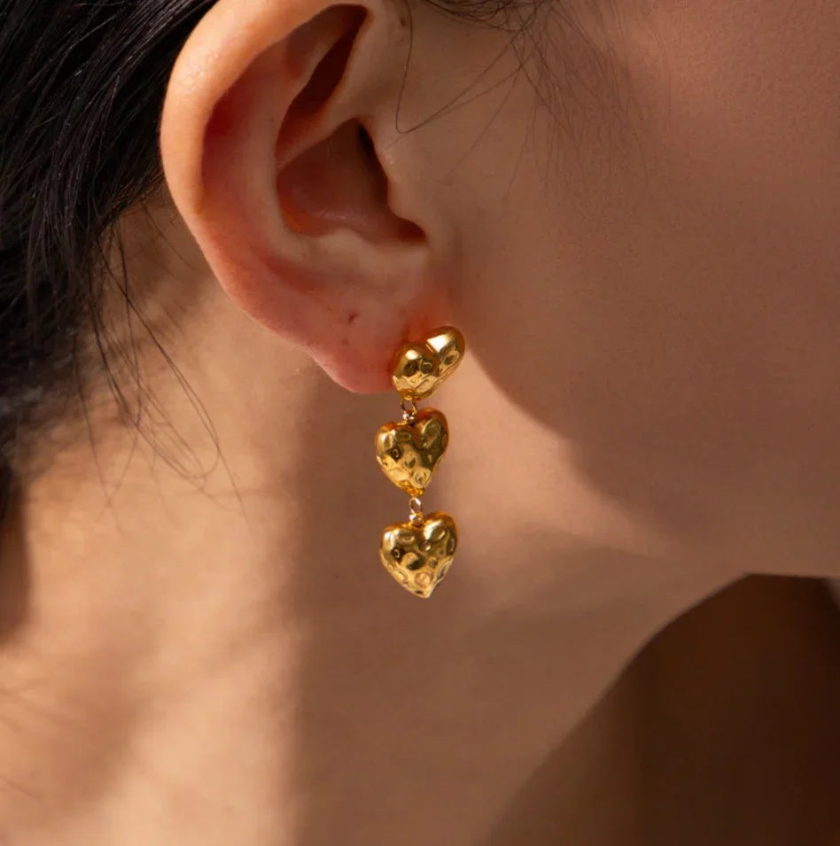 [Royal&Vicky]Heather Heart Gold Earrings