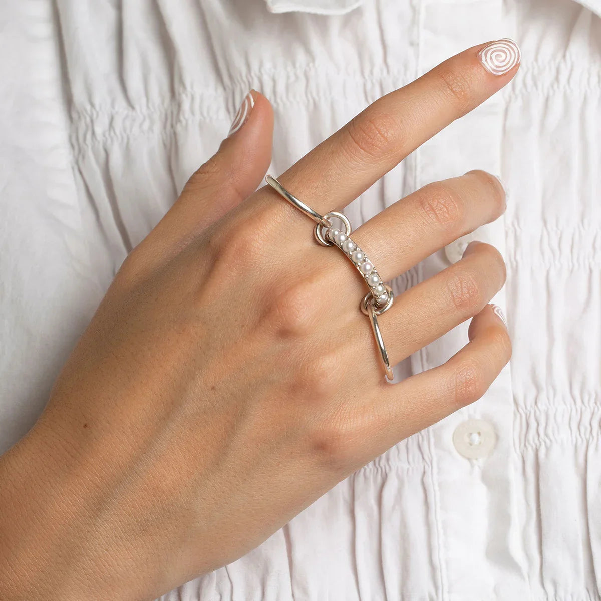 [Royal&Vicky]Mikayla Stacked Freshwater Pearl Ring