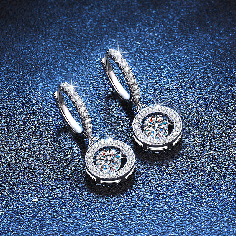 [Leaves]DANCING MOISSANITE HALO DROP HOOP EARRINGS